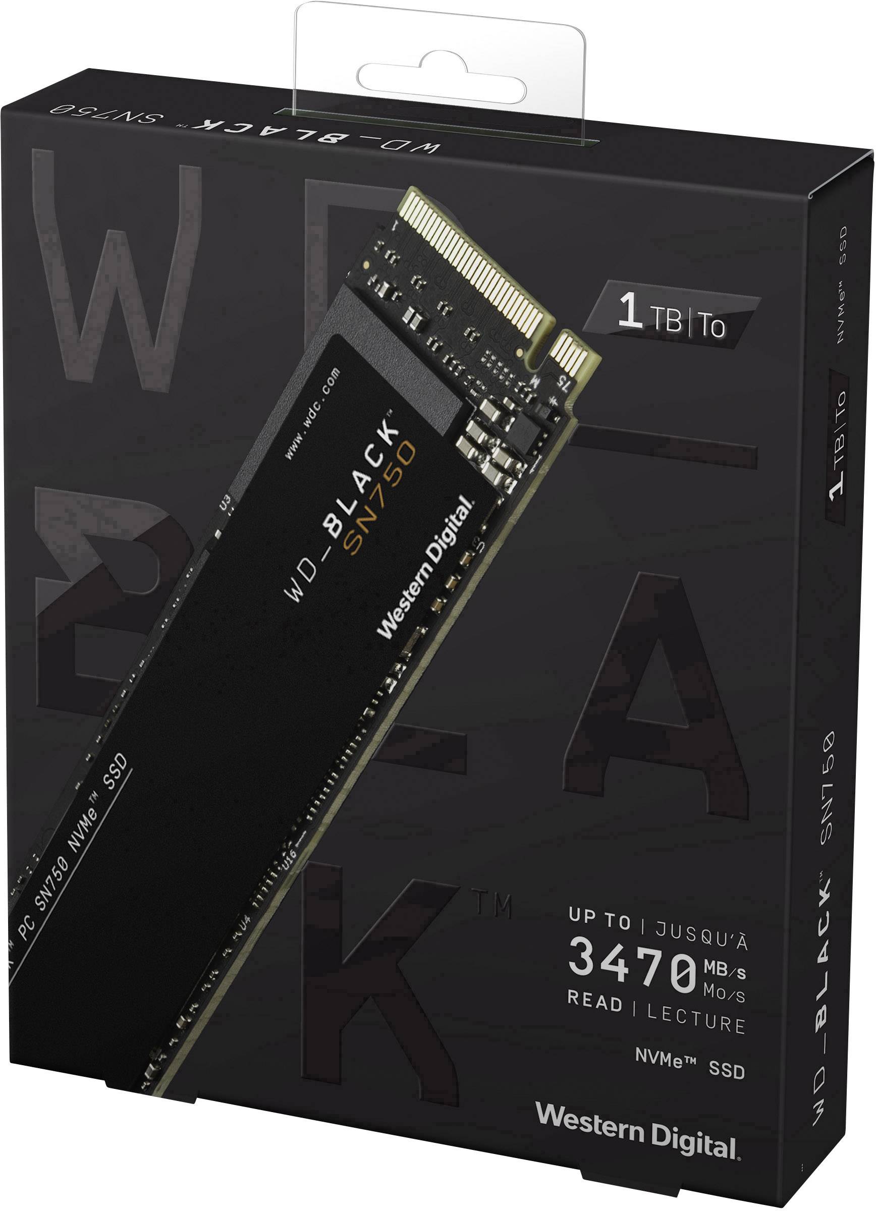 WD Black™ SN750 1 TB Interne M.2 PCIe NVMe SSD 2280 M.2 NVMe PCIe 3.0 x4 Retail WDS100T3X0C-00SJG0