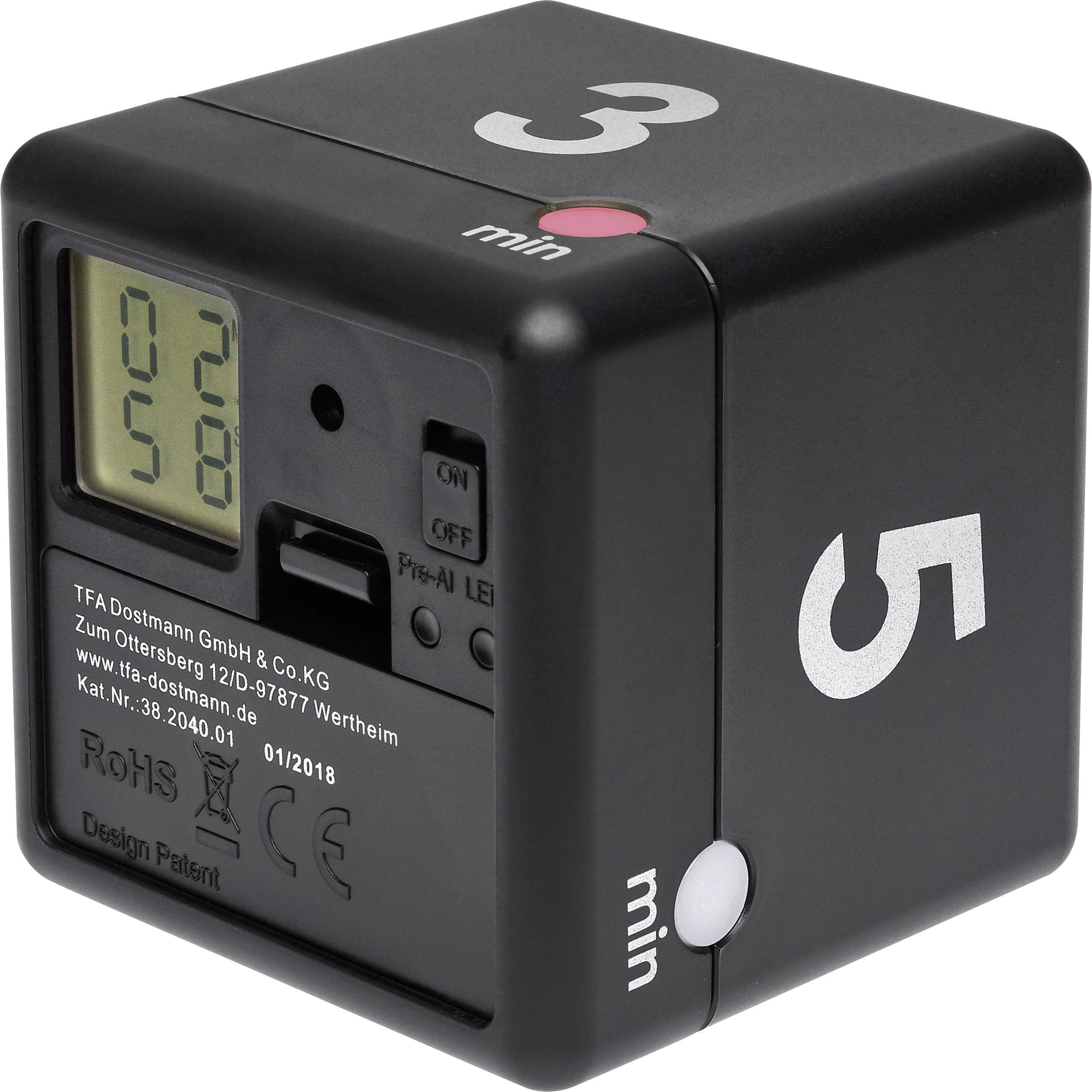 TFA Dostmann Timer Cube Timer Schwarz digital voelkner