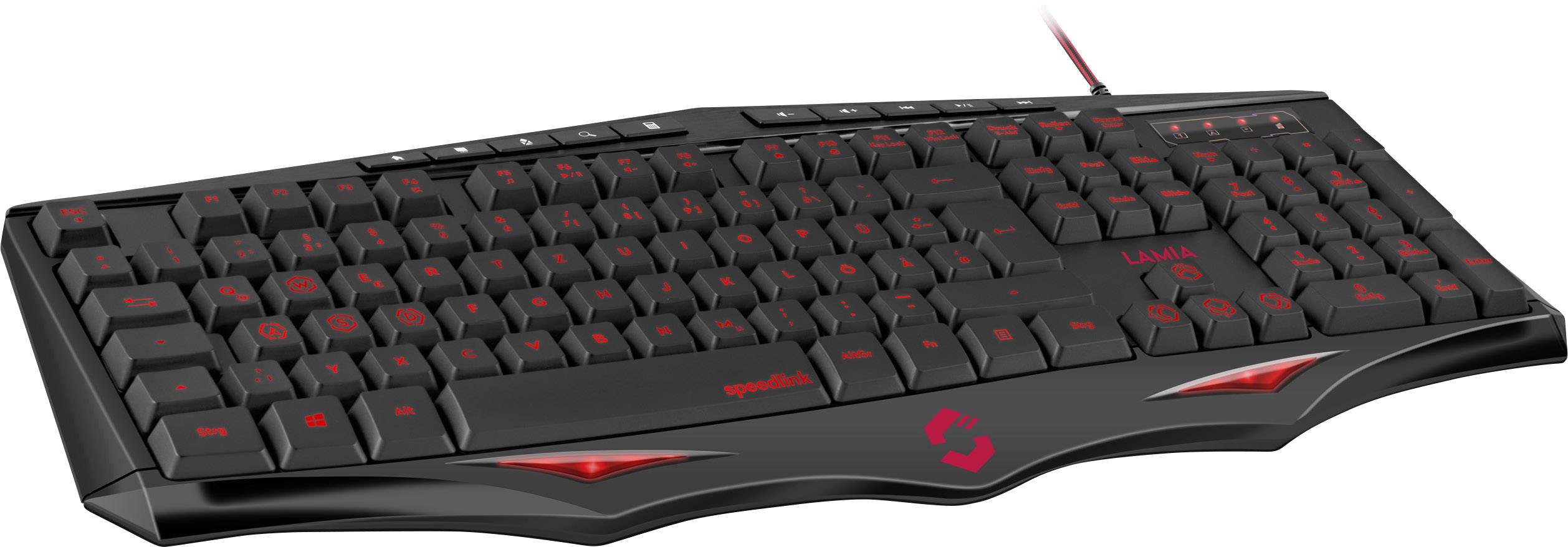 SpeedLink Lamia USB-Gaming-Tastatur Beleuchtet Deutsch, QWERTZ, Windows® Schwarz