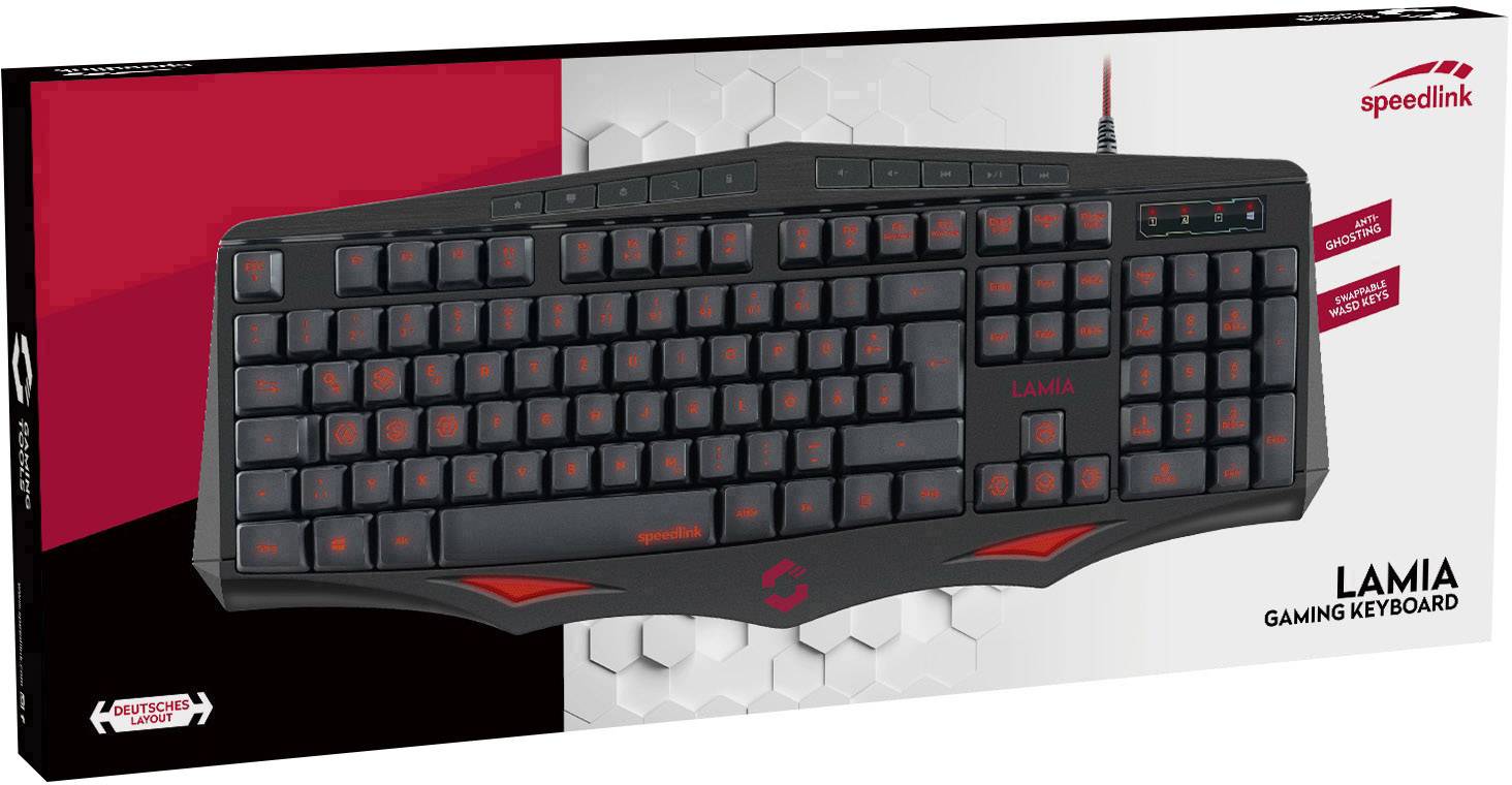 SpeedLink Lamia USB-Gaming-Tastatur Beleuchtet Deutsch, QWERTZ, Windows® Schwarz