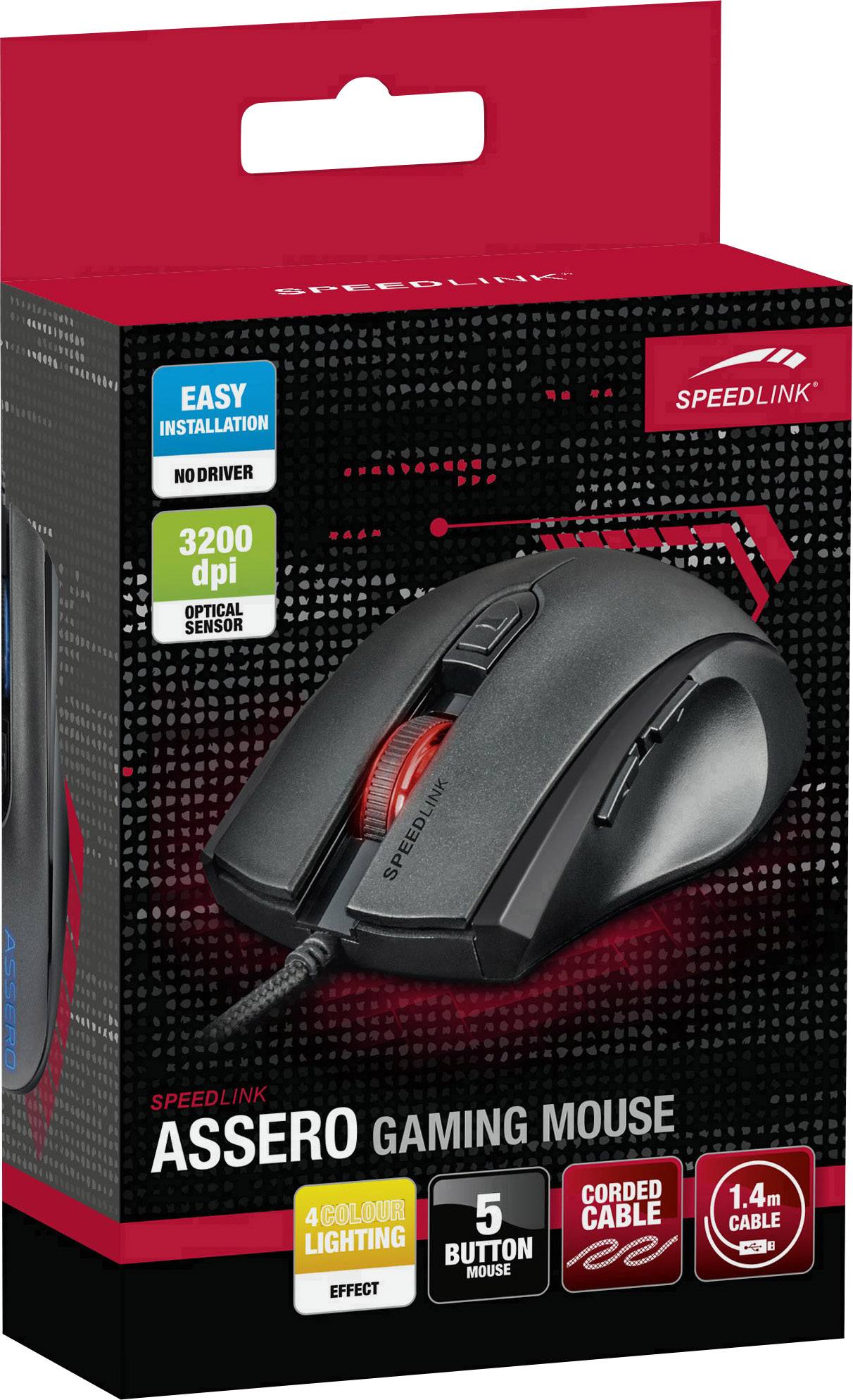 SpeedLink Assero USB Gaming-Maus Optisch Beleuchtet Schwarz, Grau