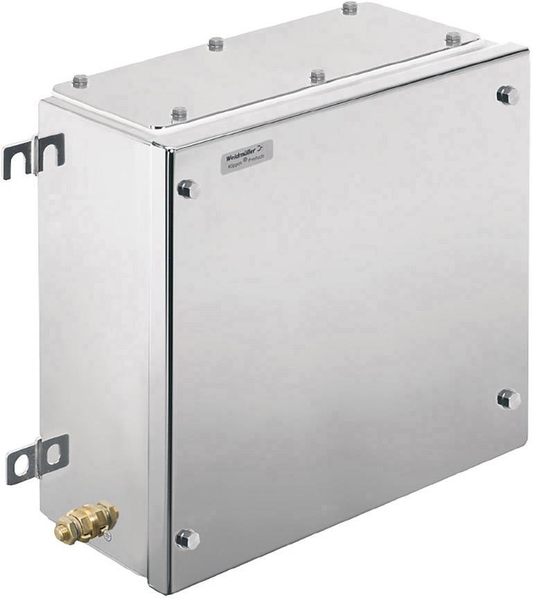 Metallisches Gehäuse mit Schrauben und einem Ventil an der Unterkante. Es bietet Schutz für elektronische Komponenten.