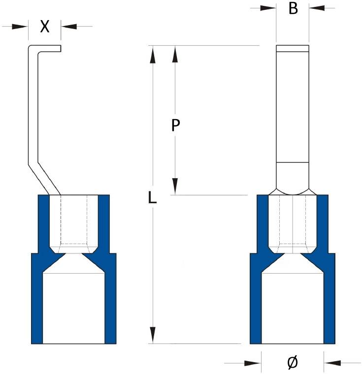 Weidmüller 1233330000 Hakenkabelschuh 1.5mm² 2.5mm² Teilisoliert Blau 100St.