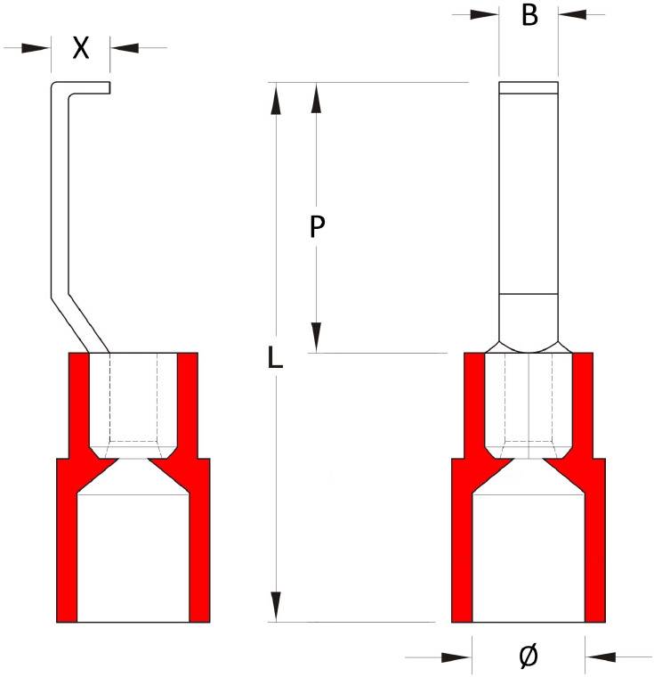 Weidmüller 1233340000 Hakenkabelschuh 0.5mm² 1.5mm² Teilisoliert Rot 100St.