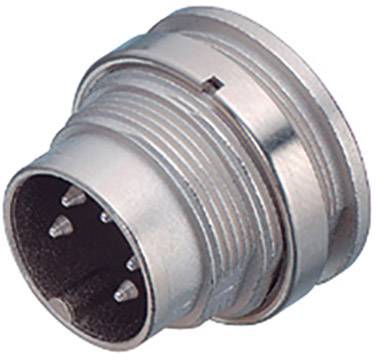 Metallischer, zylindrischer Stecker mit mehreren Pins. Typischerweise für elektronische Verbindungen verwendet.