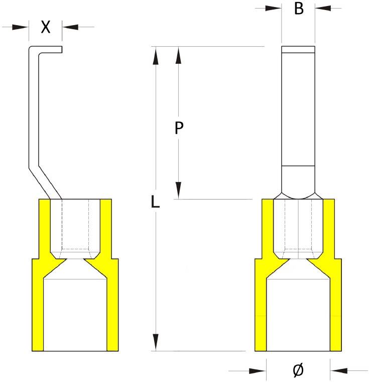 Weidmüller 1312470000 Hakenkabelschuh 4mm² 6mm² Teilisoliert Gelb 100St.