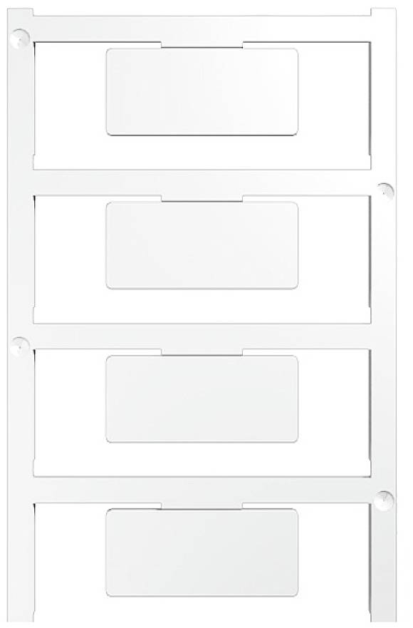 Ein weißer Briefkasten mit vier Fächern, jeweils mit abgerundeten Klappen. Die Gestaltung ist minimalistisch und modern.