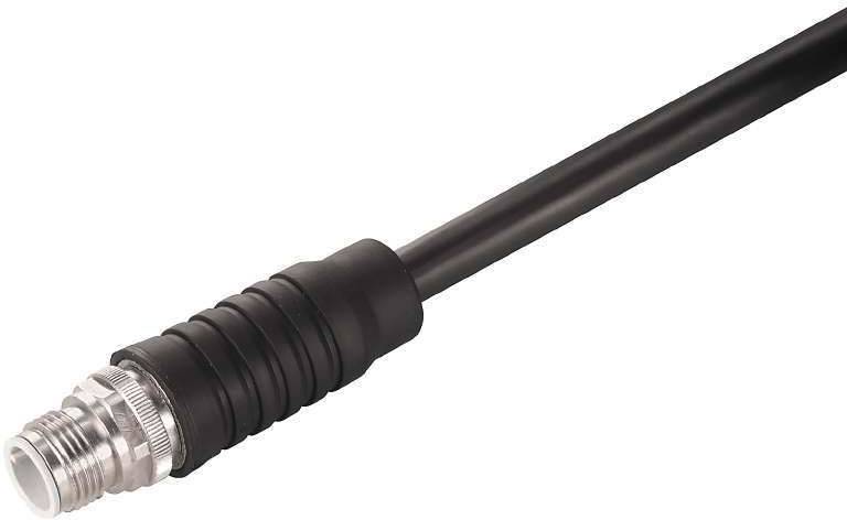 Schwarzes Koaxialkabel mit Metallstecker; dient zur Verbindung von elektrischen Geräten für Signalübertragung.