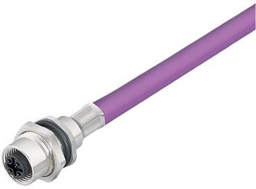 Lila Datenkabel mit Metallanschluss für industrielle Anwendungen, zeigt robuste Bauweise und hohe Widerstandsfähigkeit.