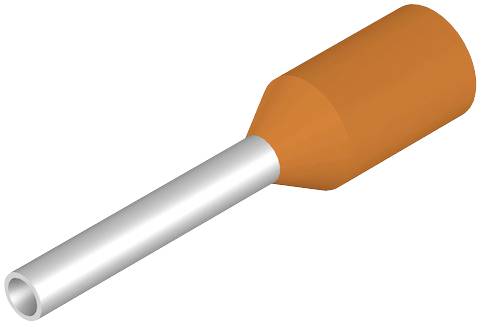 Orange isolierte Aderendhülse mit langer Metallröhre zur Kabelverbindung.