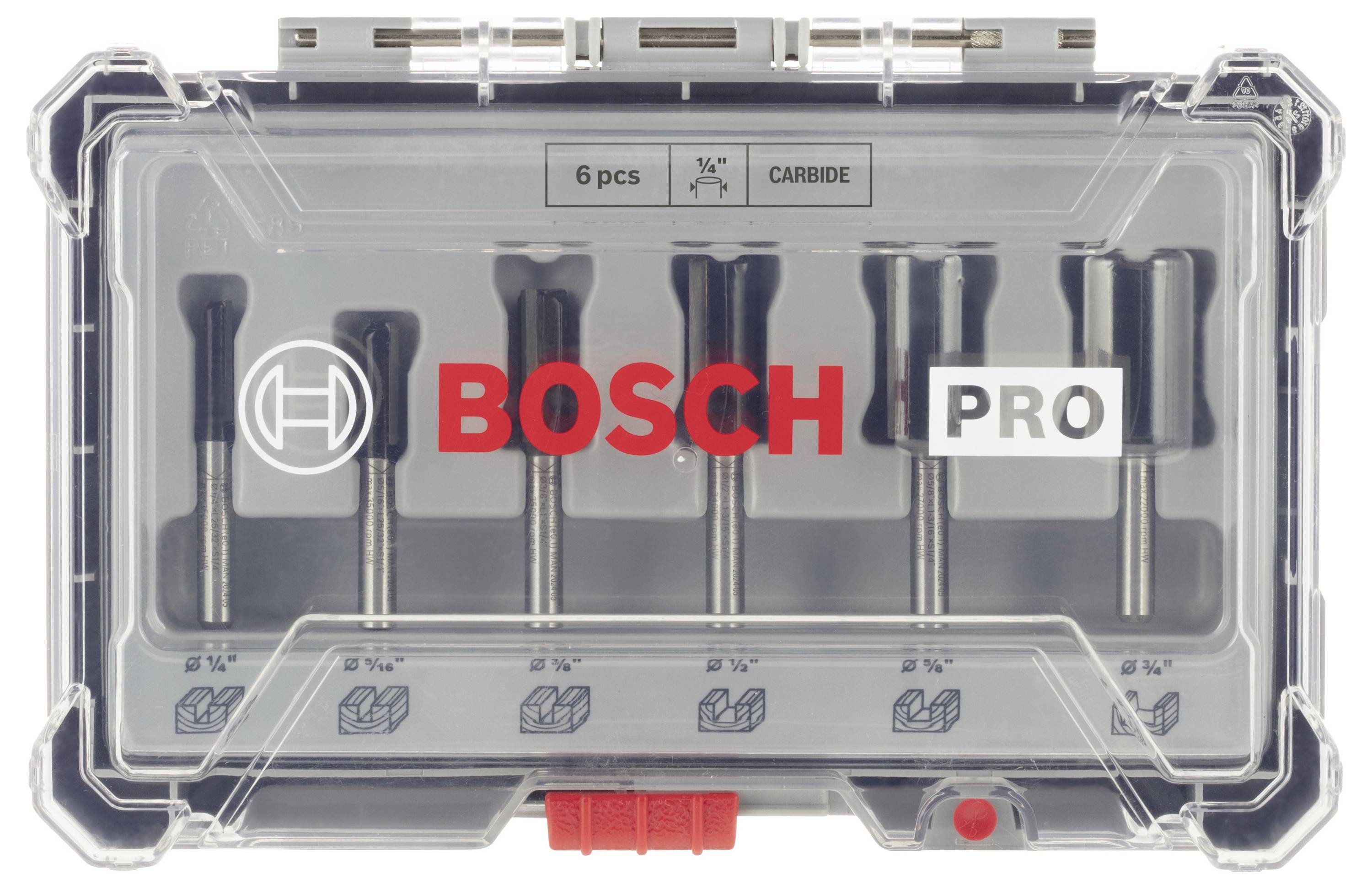 Bosch Accessories Nutfräser-Set, 1/4 Zoll-Schaft, 6-teilig 2607017467