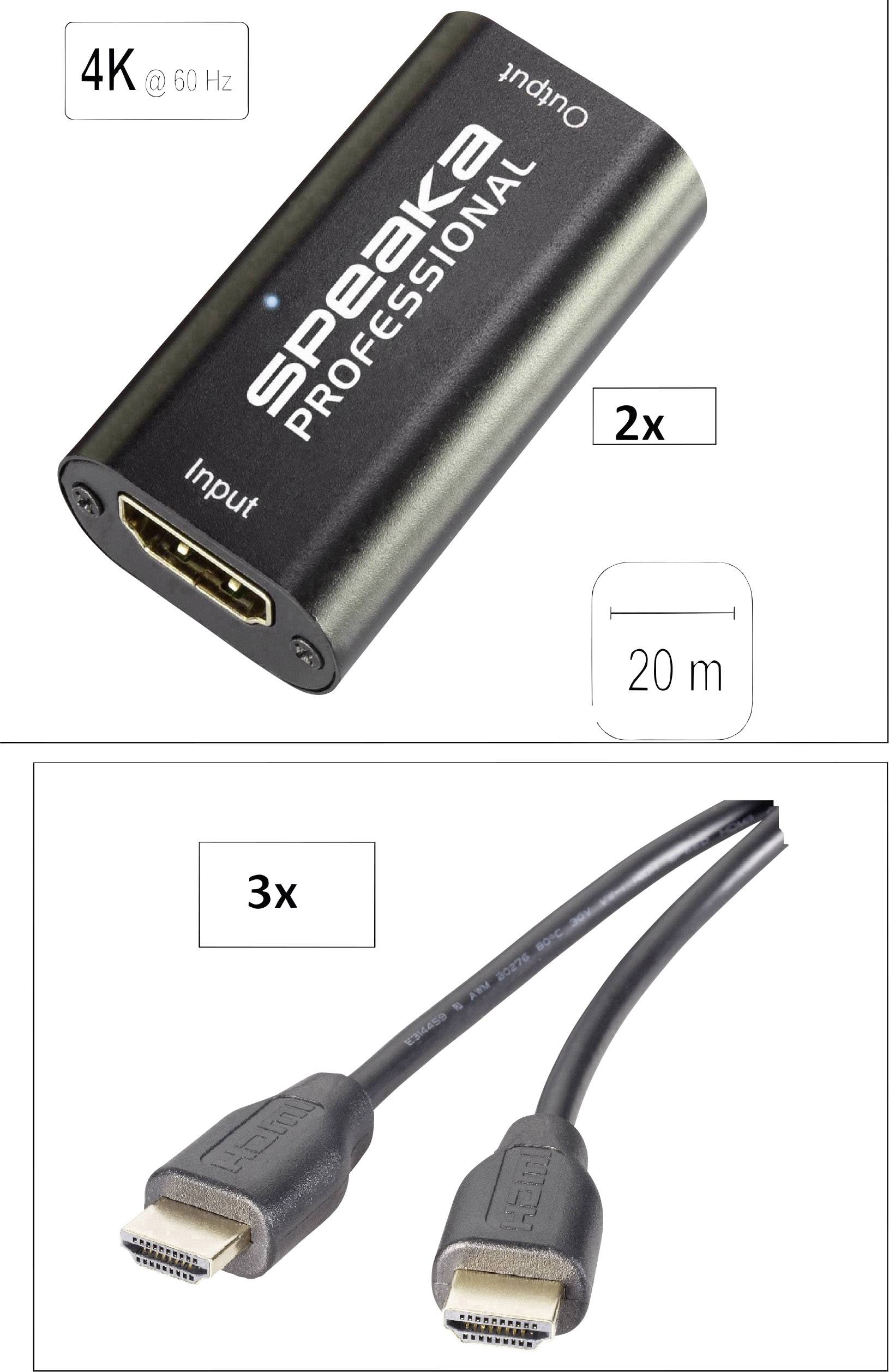 SpeaKa Professional HDMI Anschlusskabel HDMI-A Stecker, HDMI-A Stecker 15.00m Schwarz SP-7658012 4K UHD, Audio Return Channel