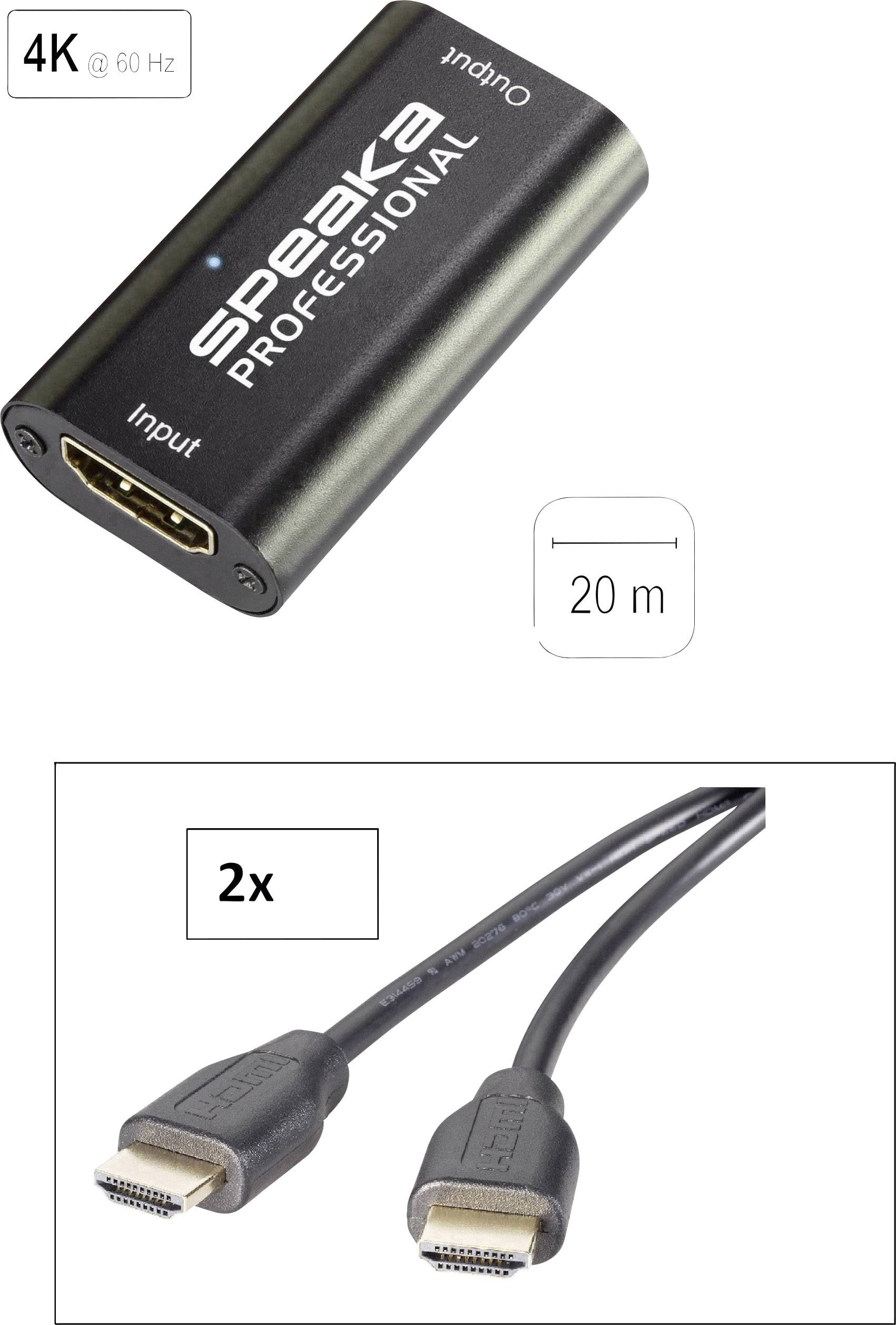 SpeaKa Professional HDMI Anschlusskabel HDMI-A Stecker, HDMI-A Stecker 10.00m Schwarz SP-7658020 4K UHD, Audio Return Channel