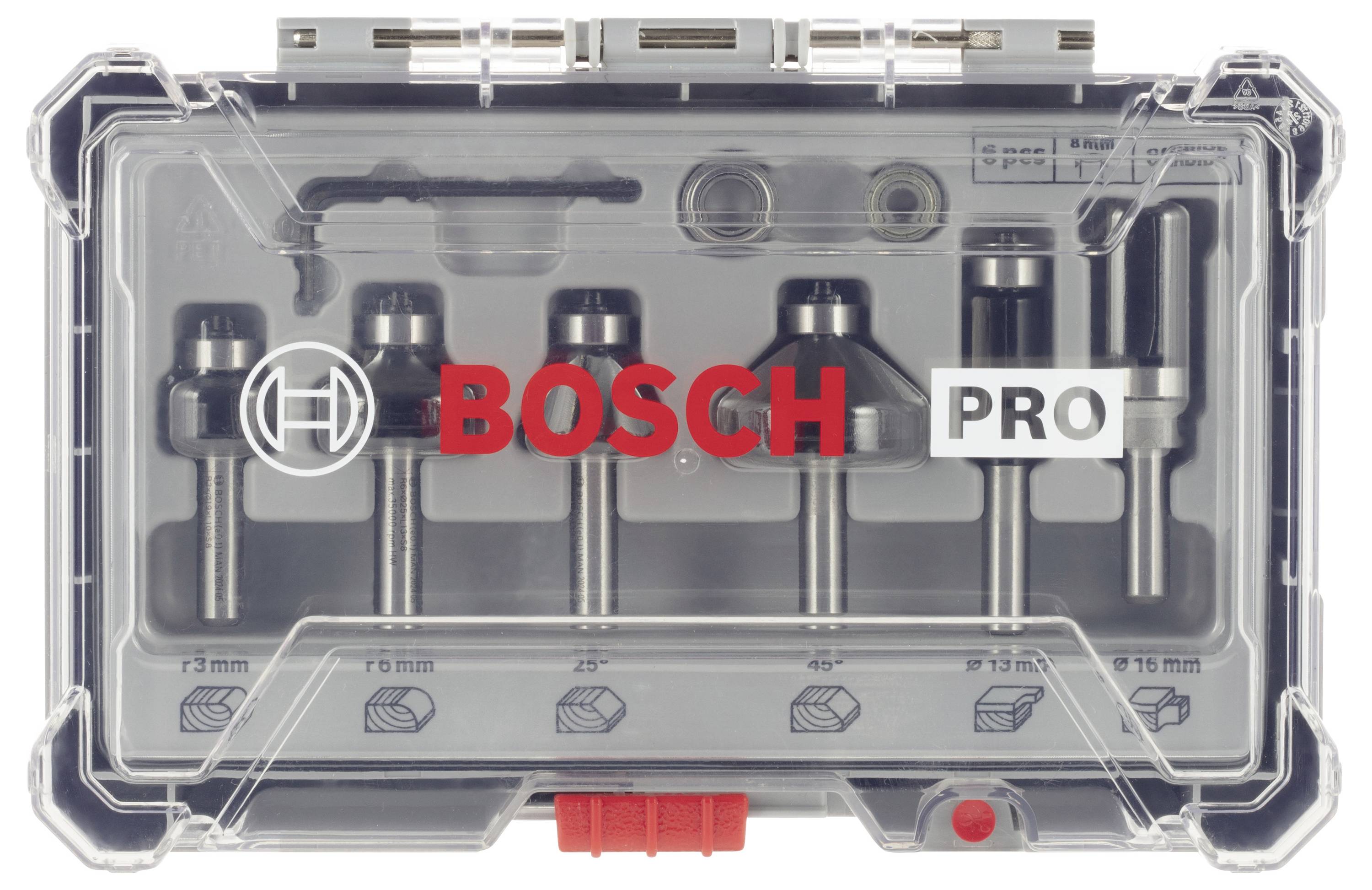 Bosch Accessories Rand- und Kantenfräser-Set, 8-mm-Schaft, 6-teilig 2607017469