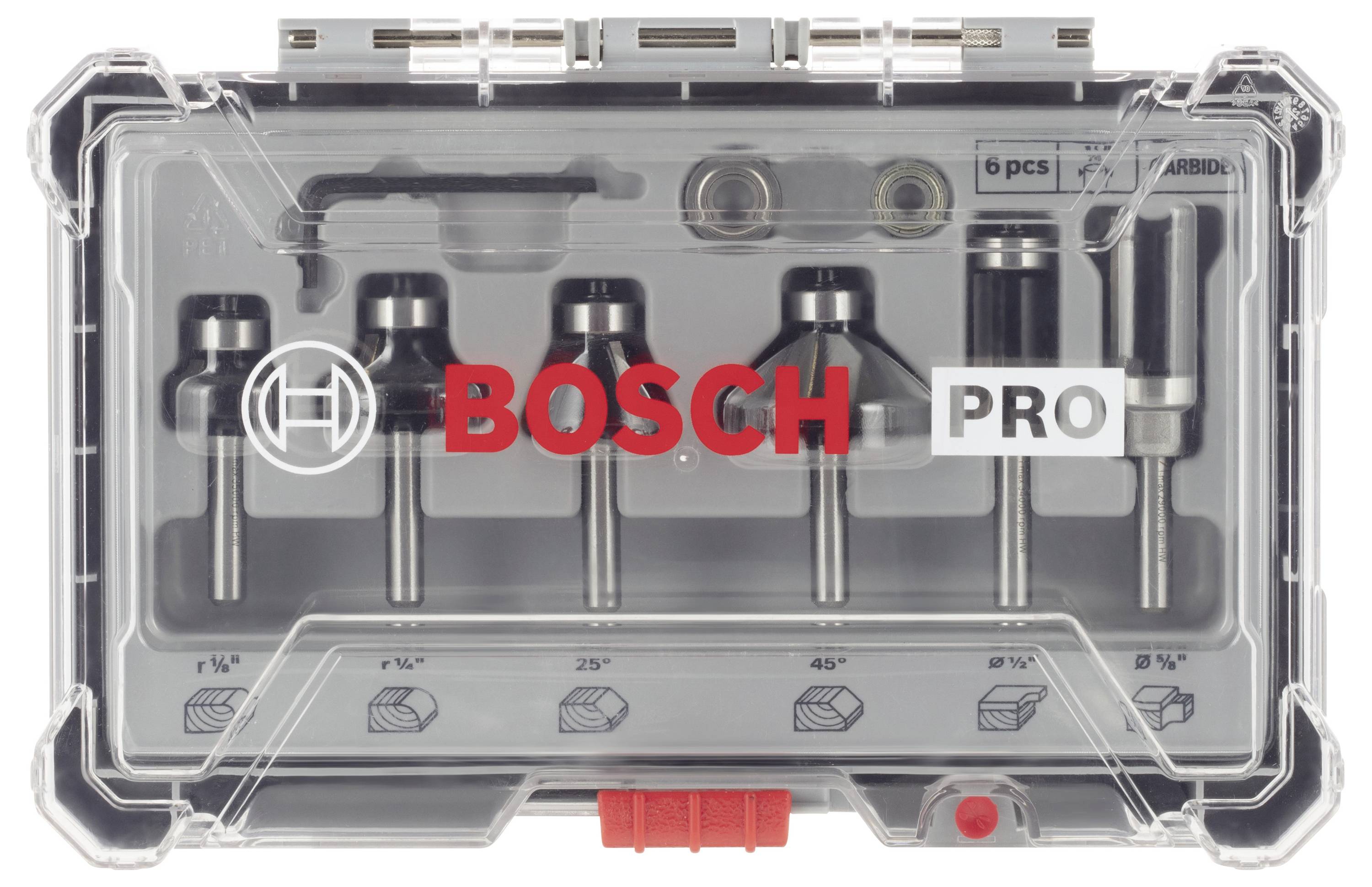 Bosch Accessories Rand- und Kantenfräser-Set, 1/4 Zoll-Schaft, 6-teilig 2607017470