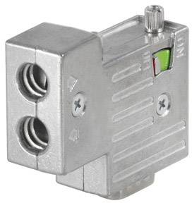 Metallblock mit zwei Schraubenlöchern, einem Einstellknopf und farbiger Anzeige mit grünem und rotem Bereich für Einstellungen.