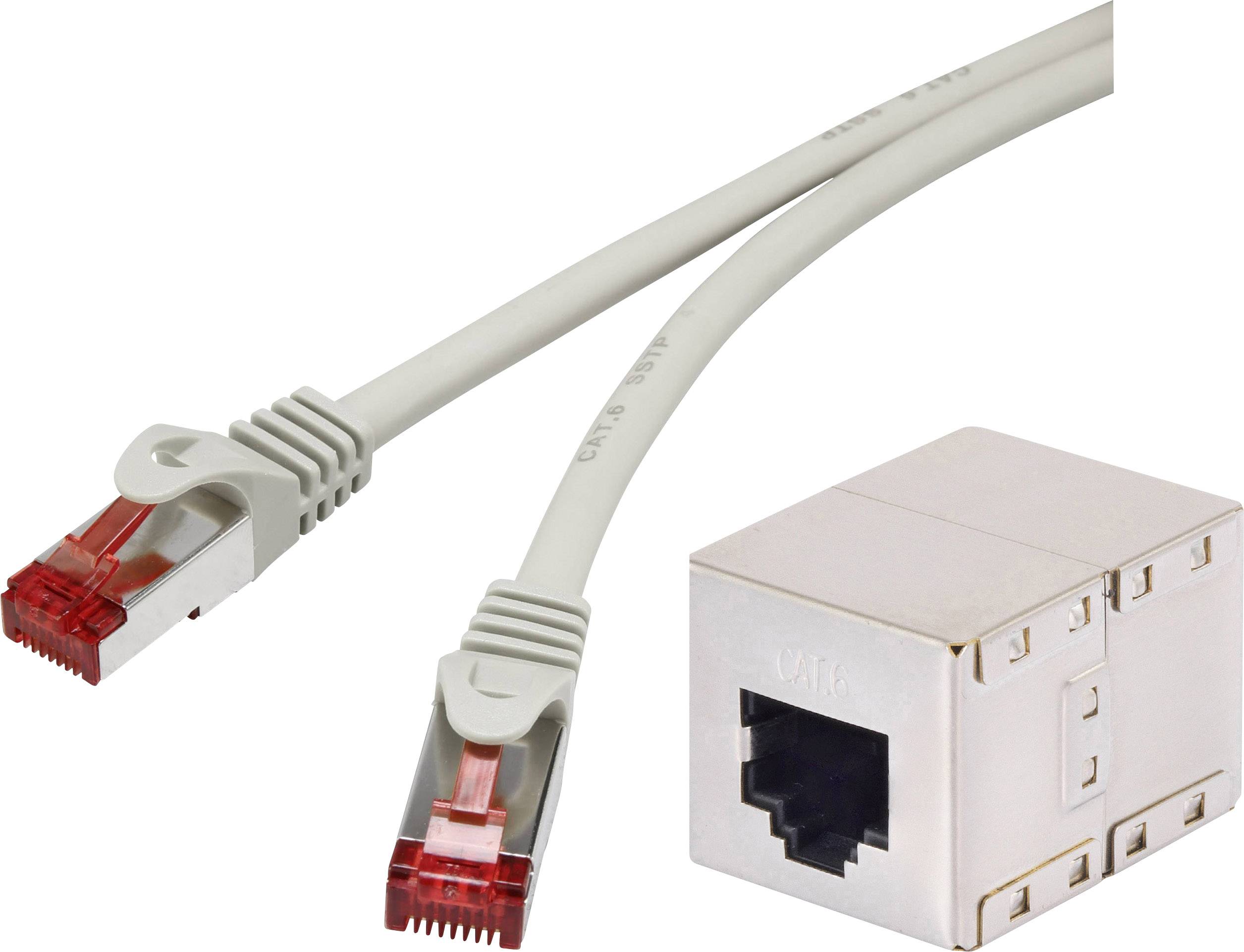 Renkforce RF-3829264 RJ45 Netzwerkkabel, Patchkabel CAT 6a S/FTP 1.00 m Grau mit Rastnasenschutz, F