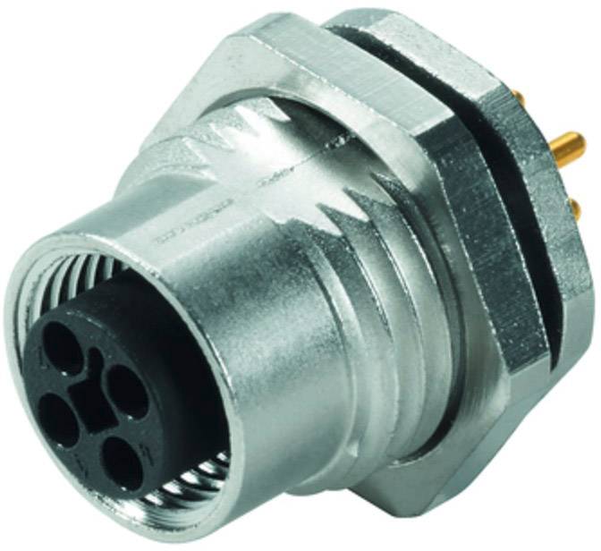 Metallischer Steckverbinder mit mehreren runden Kontakten in unterschiedlichen Größen, geeignet für industrielle Anwendungen.