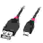 LINDY USB-Kabel USB 2.0 USB-Micro-B Stecker, USB-A Buchse 0.50m Schwarz mit OTG-Funktion 31935