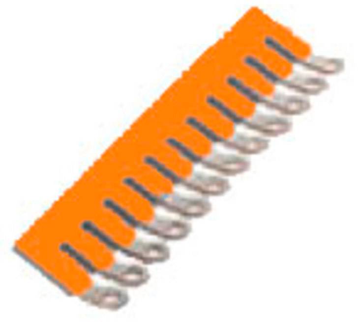 Ein orangefarbener, Rechteckig geformter elektronischer Chip mit silbernen Kontakten.