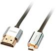 Ein HDMI-Kabel und ein Mini-HDMI-Kabel liegen nebeneinander. Das Bild zeigt die Unterschiede der Anschlüsse beider Kabeltypen.