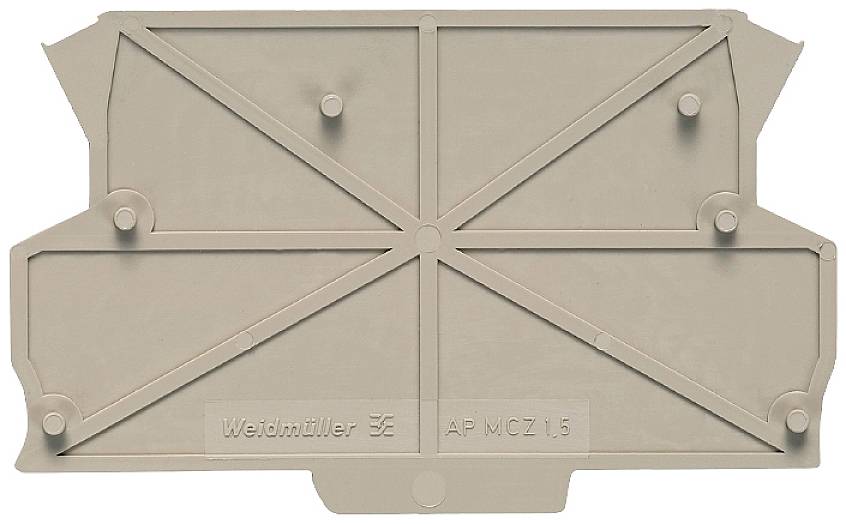 Eine beige Abdeckplatte mit dem Text 'Weidmüller AP MCZ 15'.