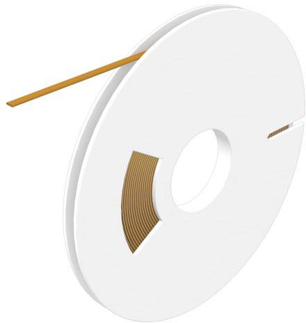 Eine große weiße Papierrolle mit orangefarbenem Band, das seitlich herausragt, auf neutralem Hintergrund.