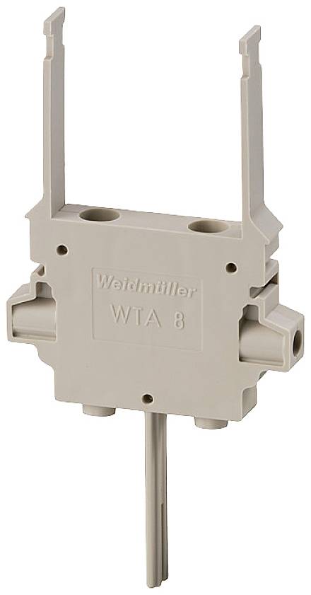 Verdrahtungsbrücke WTA 8 von Weidmüller, beige, mit zwei Anschlüssen, verwendet für elektrische Verbindung von Komponenten in Schaltschränken.