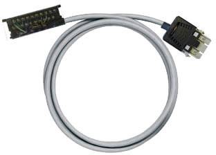 Graues Kabel mit zwei Steckverbindern an den Enden, geeignet für den industriellen Einsatz zur Datenübertragung.