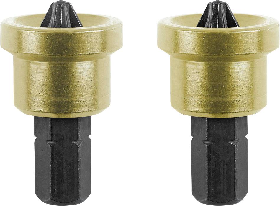 Zwei metallene Schraubaufsätze mit konischen Spitzen und sechskantigen Schäften, geeignet für Bohrmaschinen oder Schraubendreher.