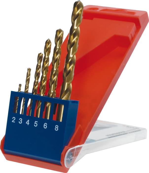 Kwb 427040 HSS Metall-Spiralbohrer-Set 6teilig 2 mm, 3 mm, 4 mm, 5 mm, 6 mm, 8 mm M2 DIN 338 Zylind