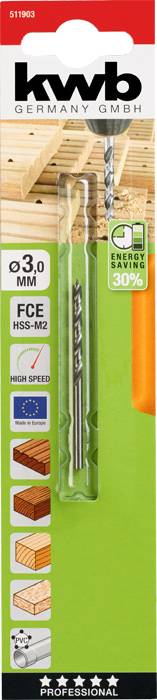 Kwb 511903 Holz-Spiralbohrer 3mm Gesamtlänge 61mm