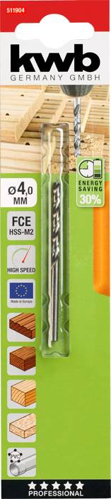Kwb 511904 Holz-Spiralbohrer 4mm Gesamtlänge 75mm