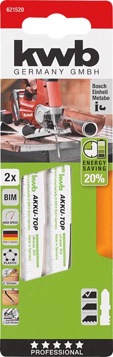 kwb 621520 Stichsägeblatt, Metall- und Holzbearbeitung, Bi-Metall, 2 x fein 2 St.