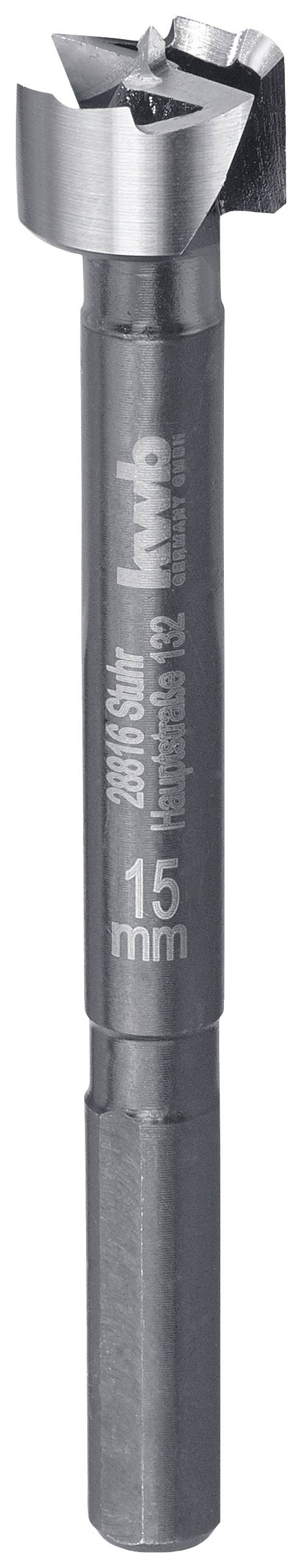 Metallbohrer mit Aufschrift '15 mm', geeignet für präzises Bohren in Holz oder Metall.