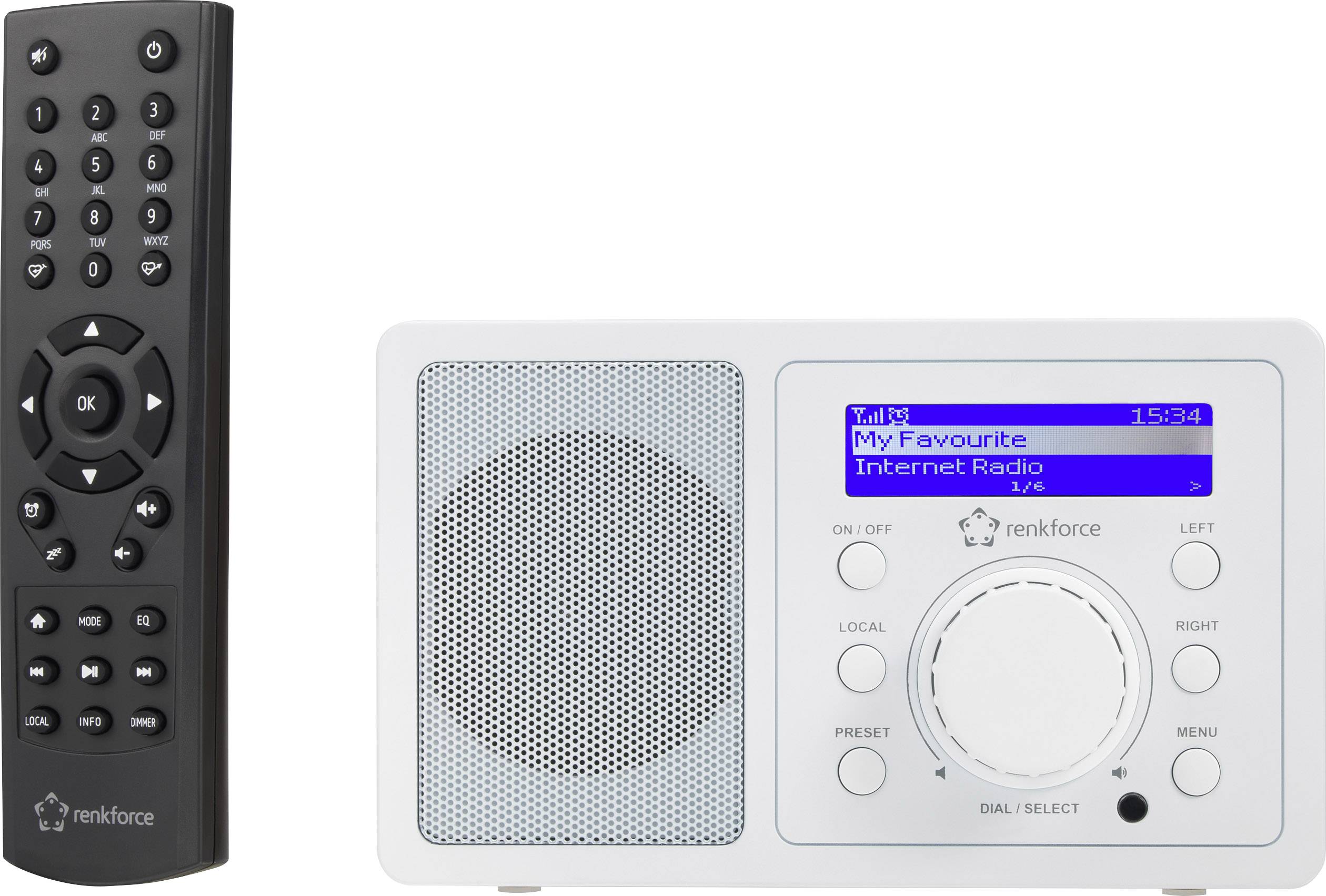 Renkforce RF-IR-MONO1 WOOD Internet Tischradio Internet Bluetooth®, AUX, Internetradio, WLAN DLNA-fähig Holz, Weiß