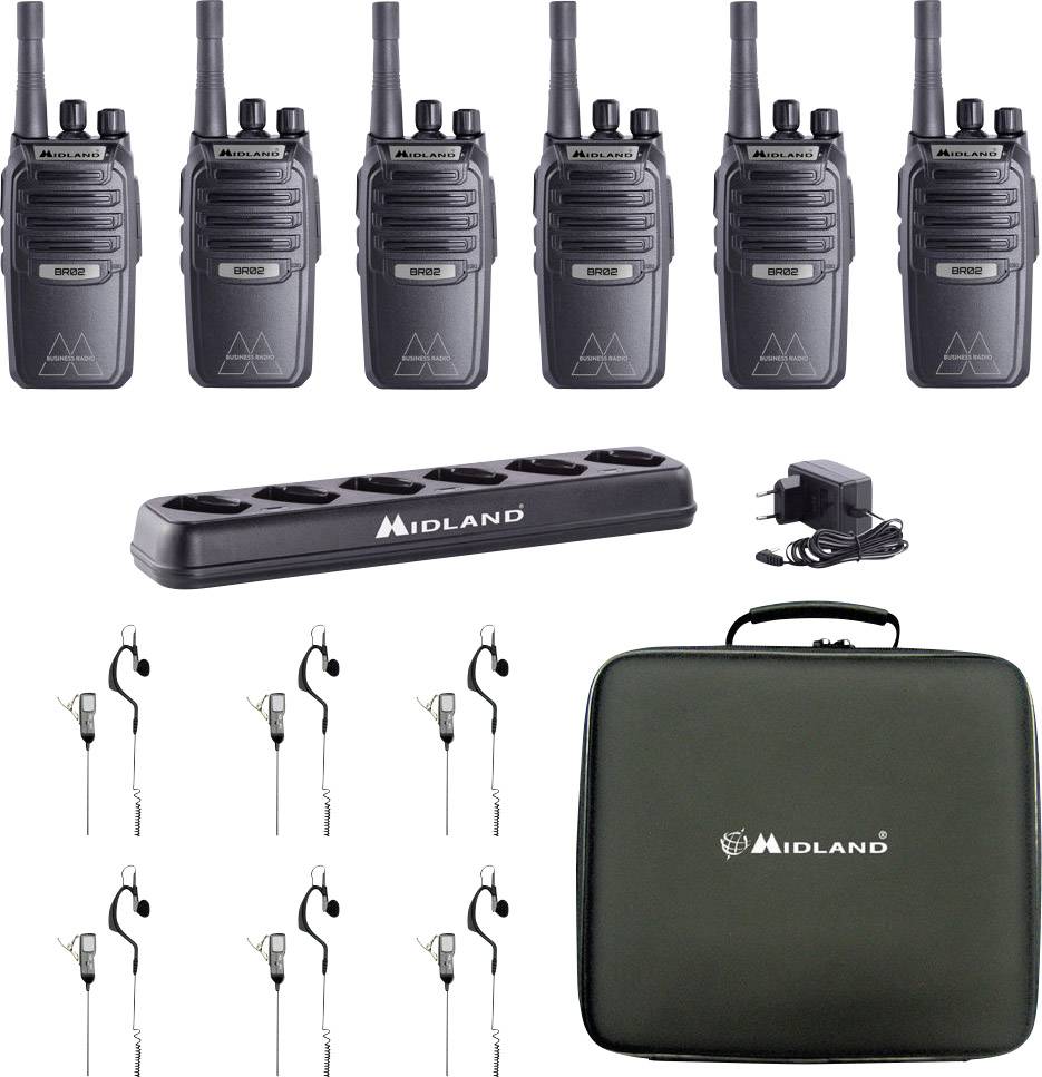 Midland BR02 Business Radio C1292.06 PMR-Handfunkgerät 6er Set