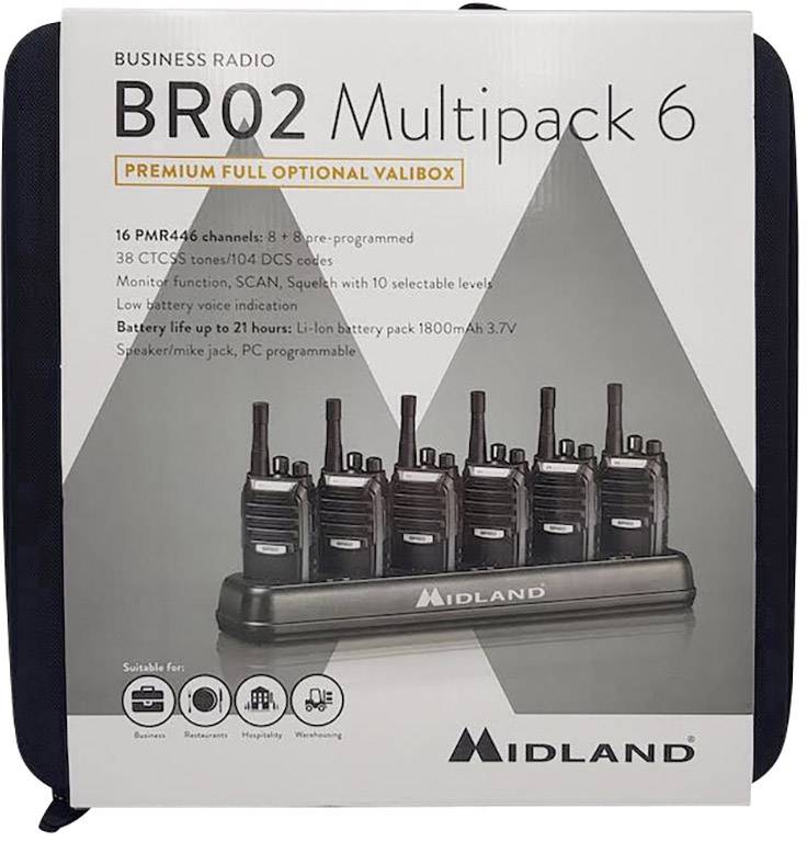 Midland BR02 Business Radio C1292.06 PMR-Handfunkgerät 6er Set