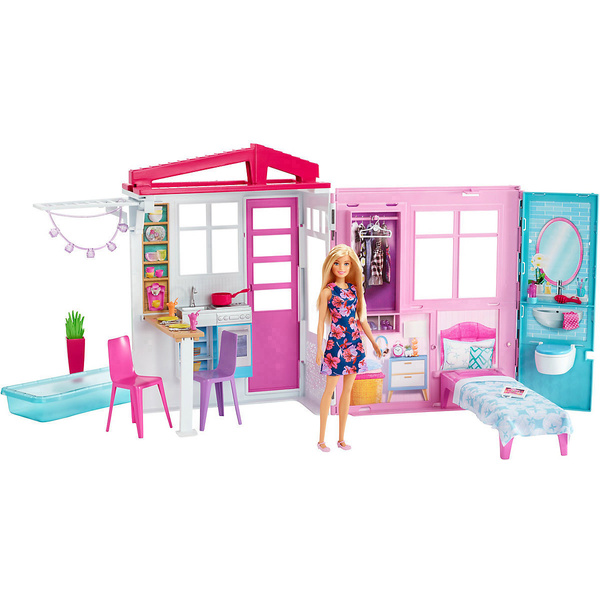 Barbie Ferienhaus mit Möbeln und Puppe FXG55 | voelkner