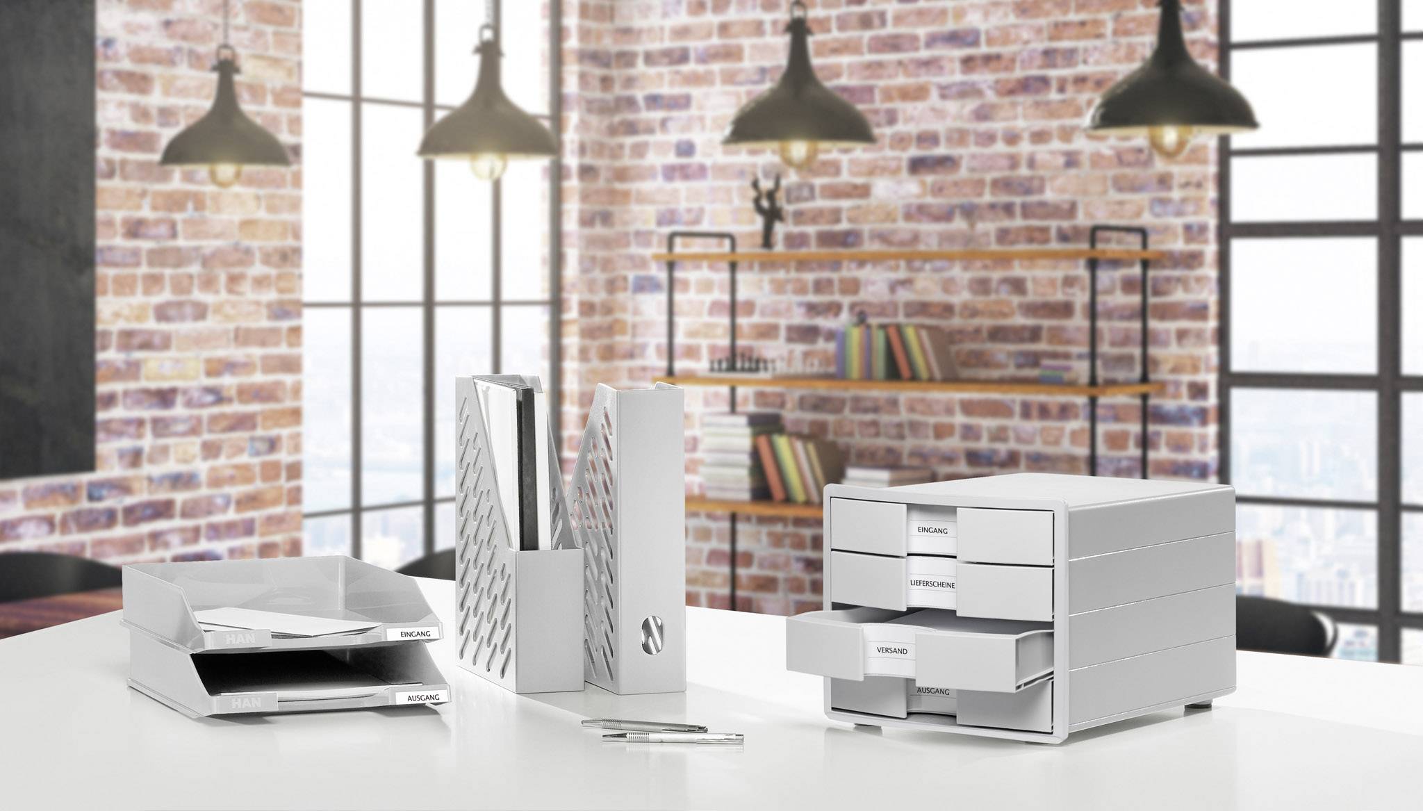 HAN IMPULS 2.0 1012-11 Schubladenbox Lichtgrau DIN A4, DIN C4 Anzahl der Schubfächer: 4