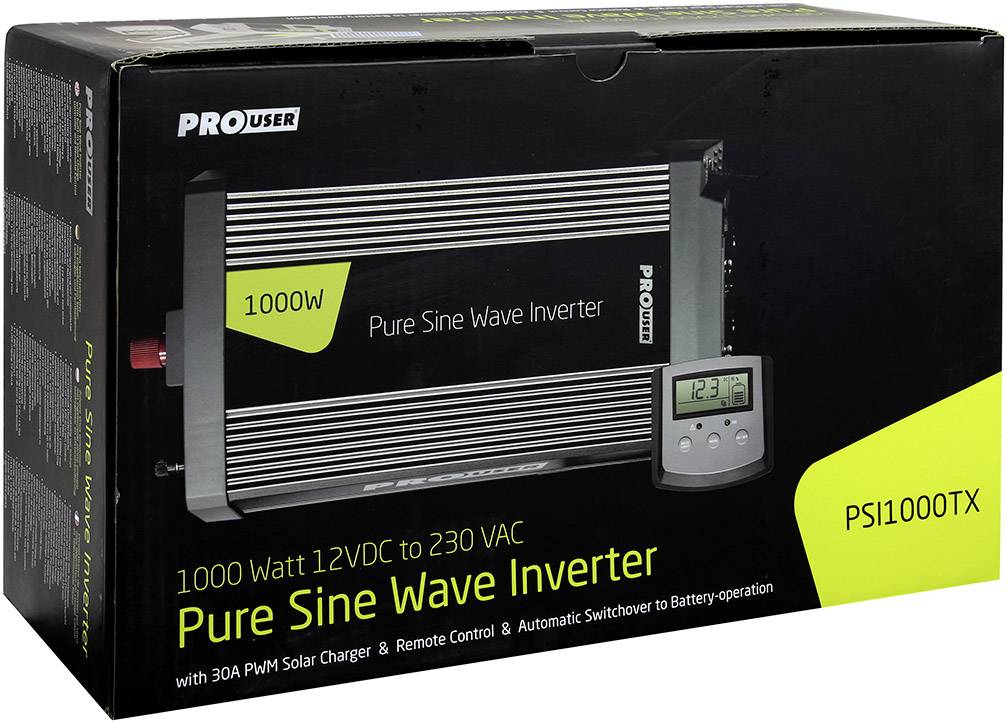 ProUser Wechselrichter Sinus PSI1000TX 1000W 12 V/DC - 230 V/AC, 5 V/DC inkl. Fernbedienung