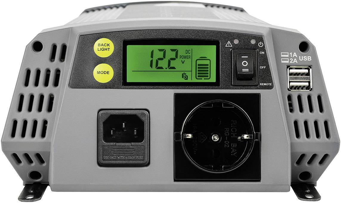 ProUser Wechselrichter Sinus PSI1000TX 1000W 12 V/DC - 230 V/AC, 5 V/DC inkl. Fernbedienung