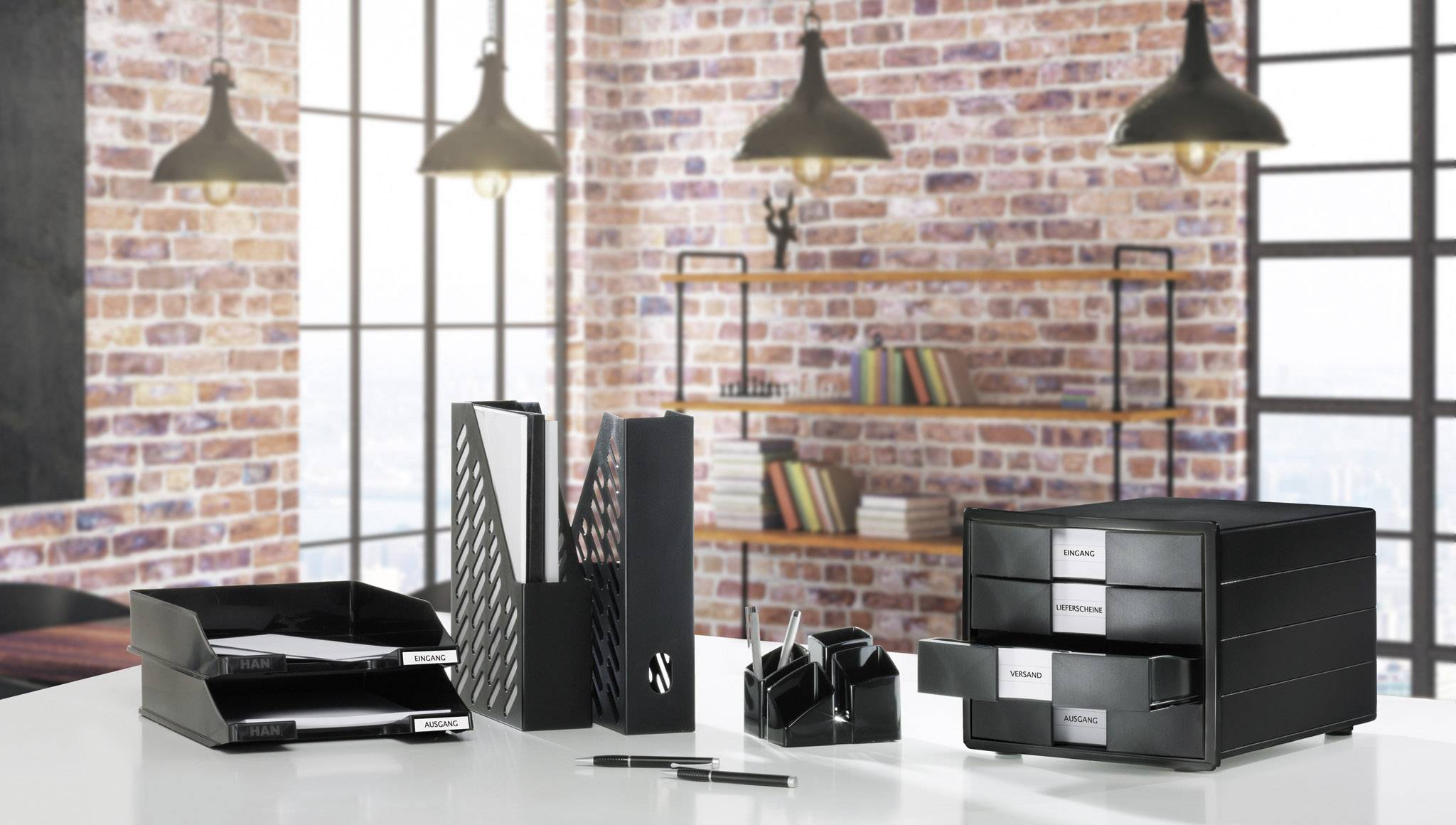 HAN IMPULS 2.0 1012-13 Schubladenbox Schwarz DIN A4, DIN C4 Anzahl der Schubfächer: 4