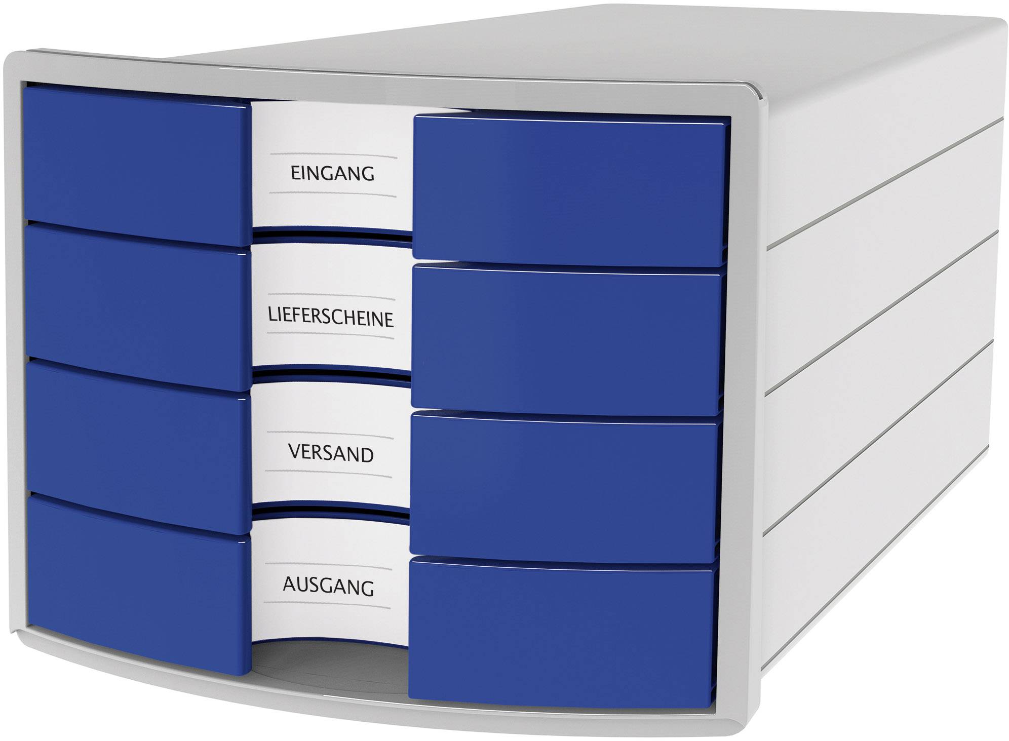 HAN Schubladenbox IMPULS 1012-14 DIN A4/C4 4Fächer geschl. l.gr/bl