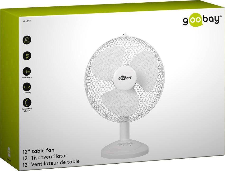 Goobay 12" Tischventilator Tischventilator 40 W (Ø x H) 35 cm x 42 cm Weiß Oszillierend