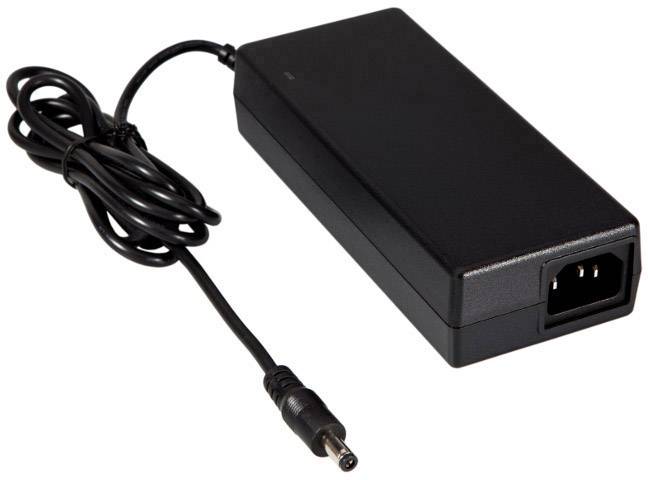 Schwarzes Netzteil mit Kabel und Stecker, geeignet für elektronische Geräte.