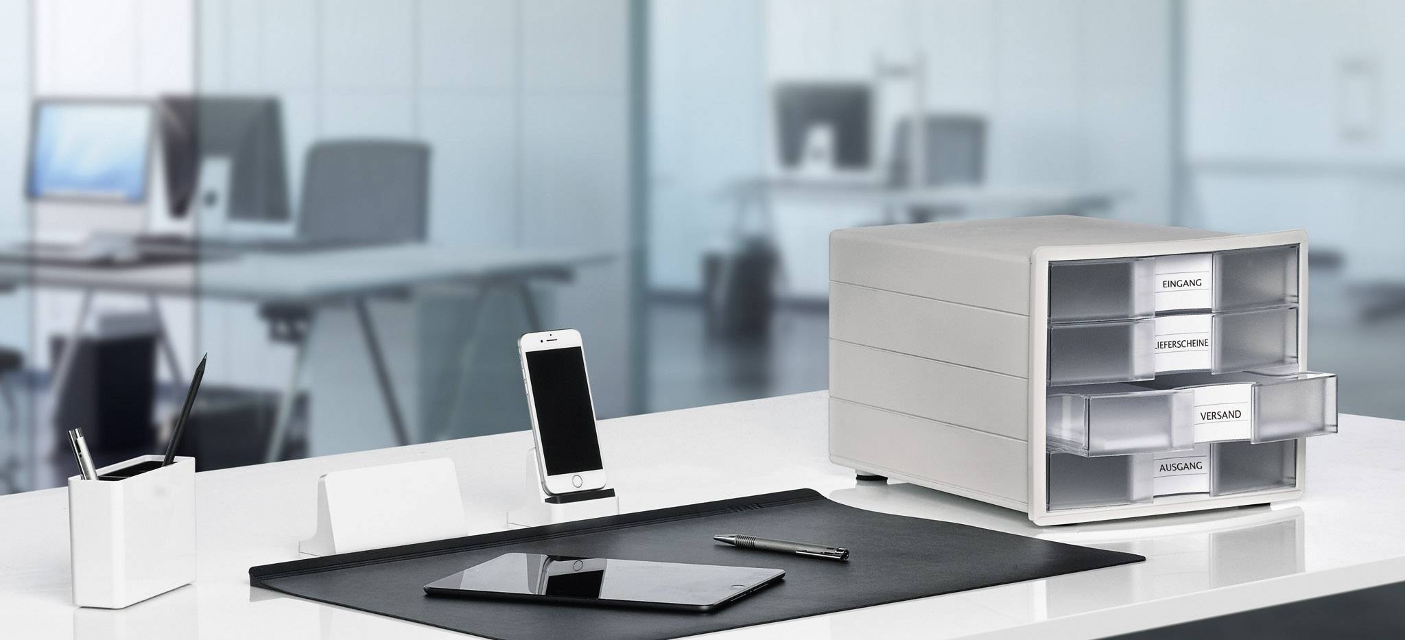 HAN IMPULS 2.0 1012-63 Schubladenbox Lichtgrau DIN A4, DIN C4 Anzahl der Schubfächer: 4