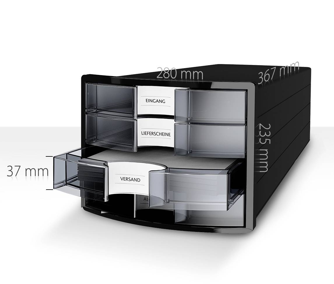 HAN Schubladenbox IMPULS 1013-51 DIN A4/C4 4Fächer offen ws/or
