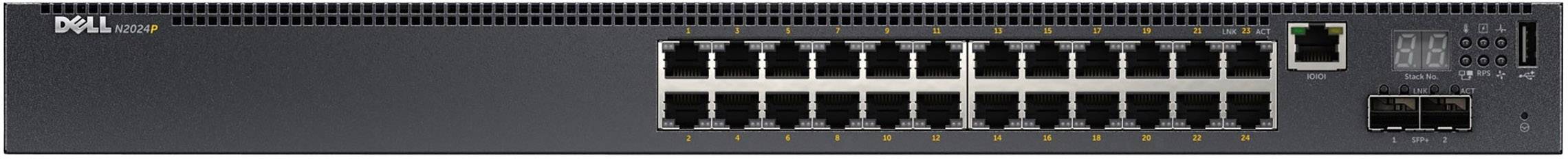 Dell Networking N2024P - Switch - L2+ - managed - 24 x 10/100/1000 + 2 x 10 Gigabit SFP+ - Luftstrom von vorne nach hinten