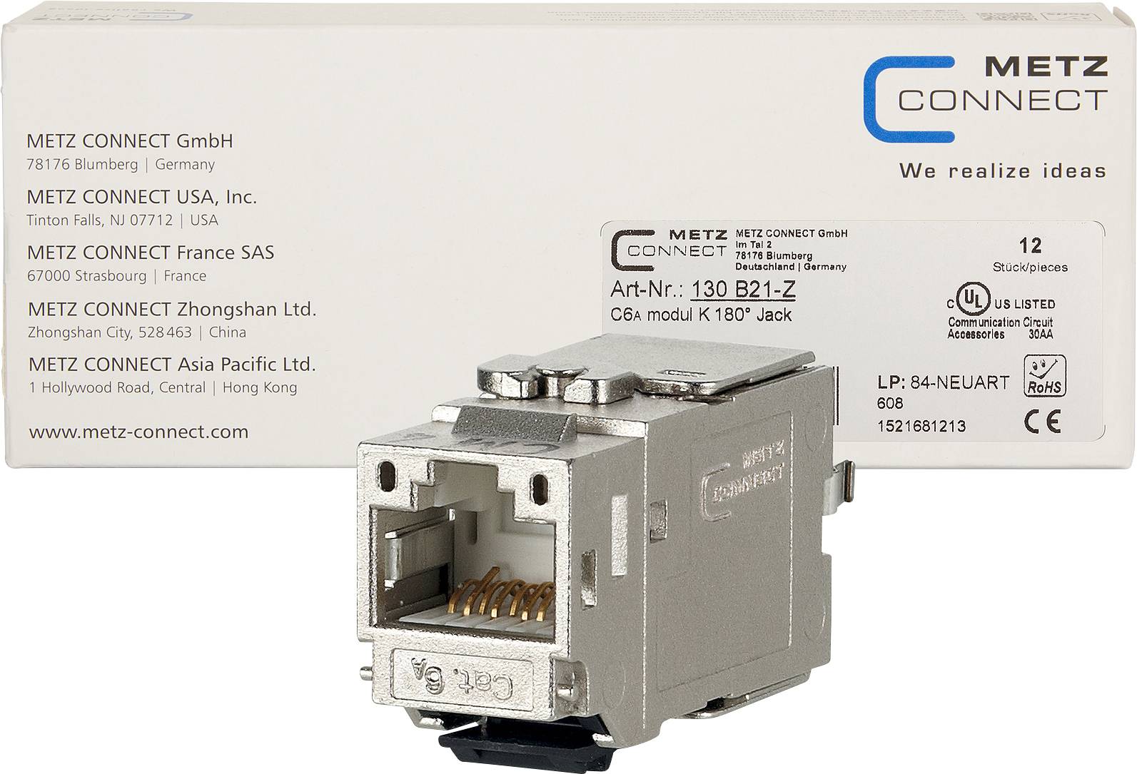 Metz Connect 130B21-Z RJ45-Einbaumodul E-Dat, Keystone CAT 6a 1 St.